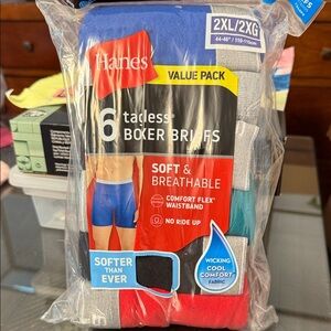 Hanes Men's Tagless Boxer Briefs 6-Pack - Blue, Black, Red, Gray